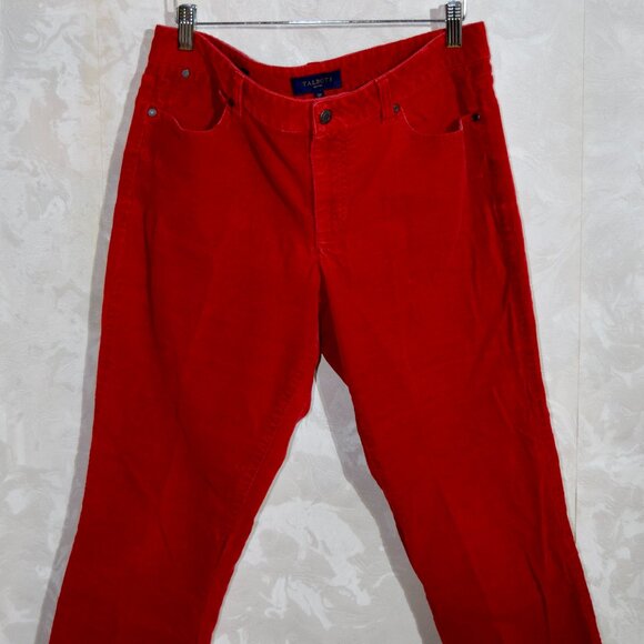 Talbots Petite Red Corduroy Pants | High-Waist Straight Leg | Size 12 Petite - Picture 1 of 5